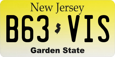 NJ license plate B63VIS