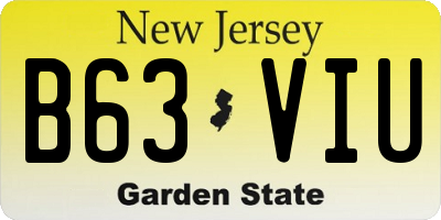 NJ license plate B63VIU