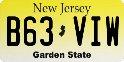 NJ license plate B63VIW