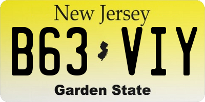 NJ license plate B63VIY