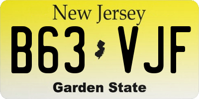 NJ license plate B63VJF