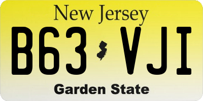 NJ license plate B63VJI