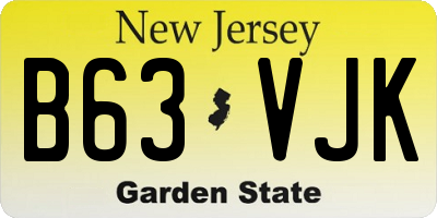 NJ license plate B63VJK