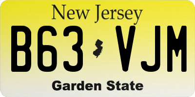 NJ license plate B63VJM