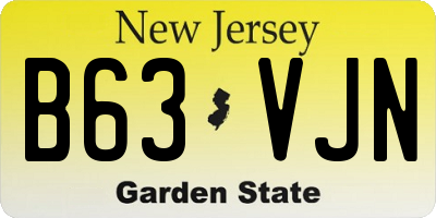 NJ license plate B63VJN