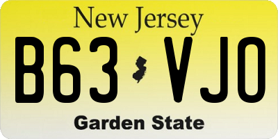 NJ license plate B63VJO