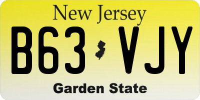 NJ license plate B63VJY