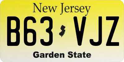 NJ license plate B63VJZ