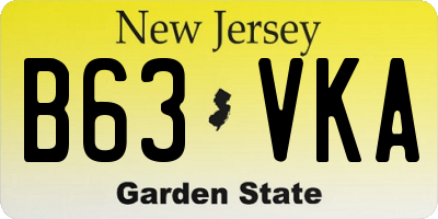 NJ license plate B63VKA