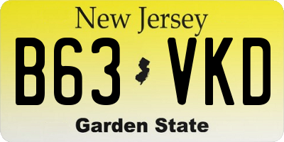 NJ license plate B63VKD