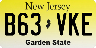 NJ license plate B63VKE