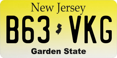 NJ license plate B63VKG