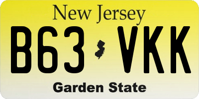 NJ license plate B63VKK