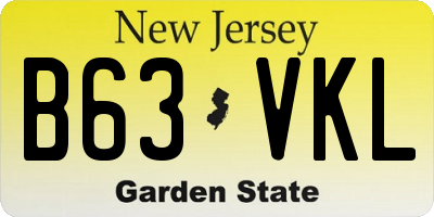 NJ license plate B63VKL