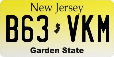 NJ license plate B63VKM