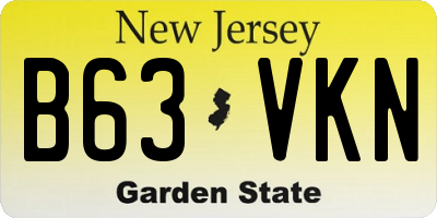 NJ license plate B63VKN