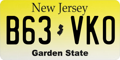 NJ license plate B63VKO
