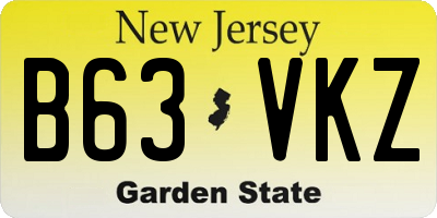 NJ license plate B63VKZ