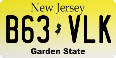 NJ license plate B63VLK
