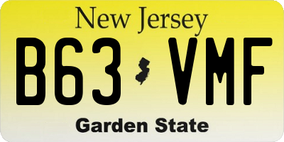 NJ license plate B63VMF