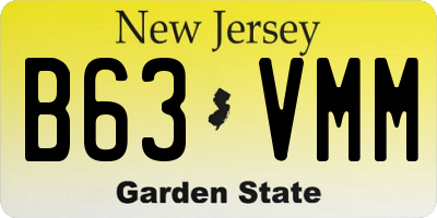 NJ license plate B63VMM