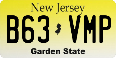 NJ license plate B63VMP