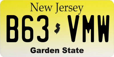 NJ license plate B63VMW