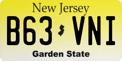 NJ license plate B63VNI