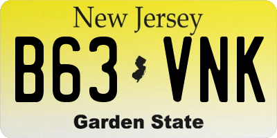 NJ license plate B63VNK