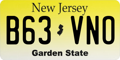 NJ license plate B63VNO