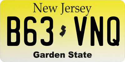 NJ license plate B63VNQ
