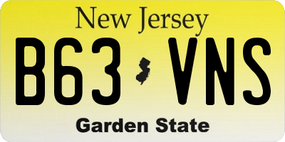 NJ license plate B63VNS