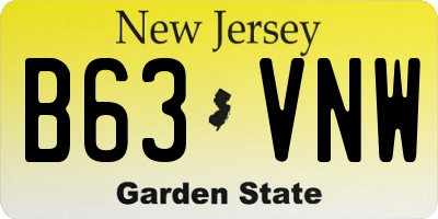 NJ license plate B63VNW