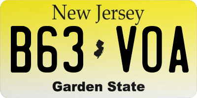 NJ license plate B63VOA