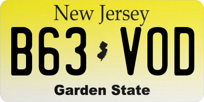 NJ license plate B63VOD