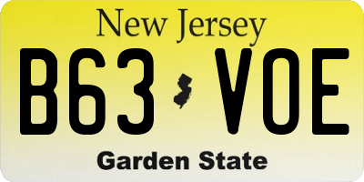NJ license plate B63VOE