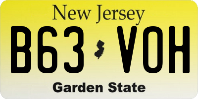 NJ license plate B63VOH