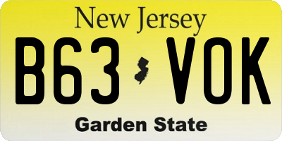 NJ license plate B63VOK