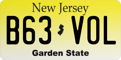 NJ license plate B63VOL