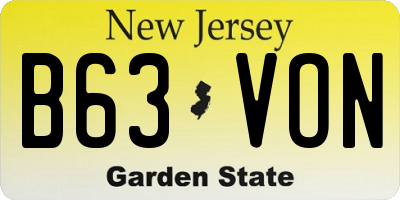 NJ license plate B63VON
