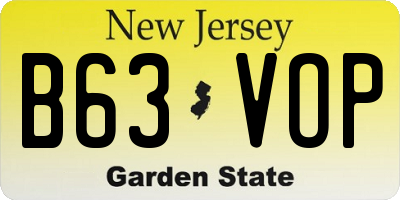 NJ license plate B63VOP