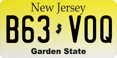 NJ license plate B63VOQ