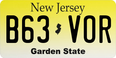 NJ license plate B63VOR