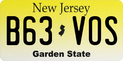 NJ license plate B63VOS