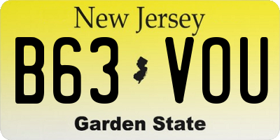 NJ license plate B63VOU