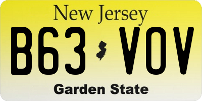 NJ license plate B63VOV