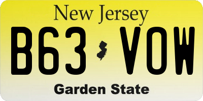 NJ license plate B63VOW