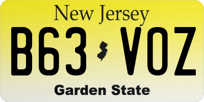NJ license plate B63VOZ