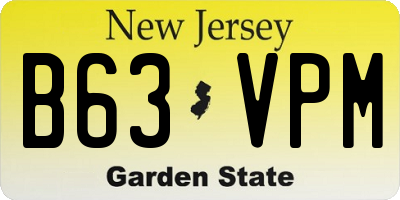 NJ license plate B63VPM