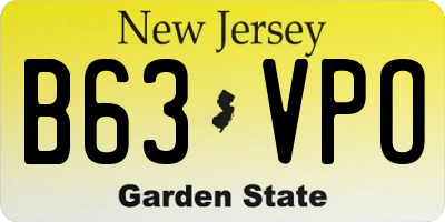 NJ license plate B63VPO